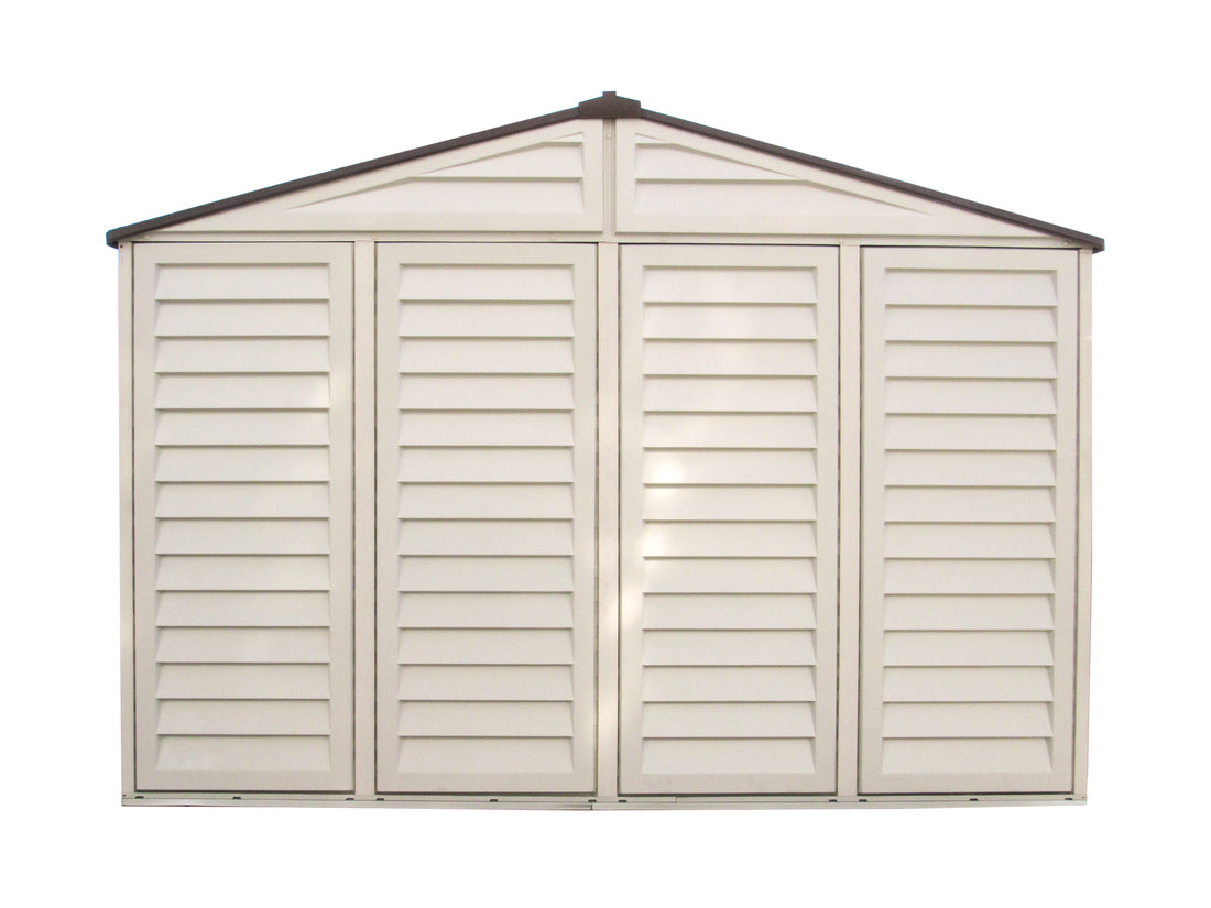 Duramax Woodside Plus 10.5x8 Vinyl Resin Outdoor Storage Shed With Foundation Kit