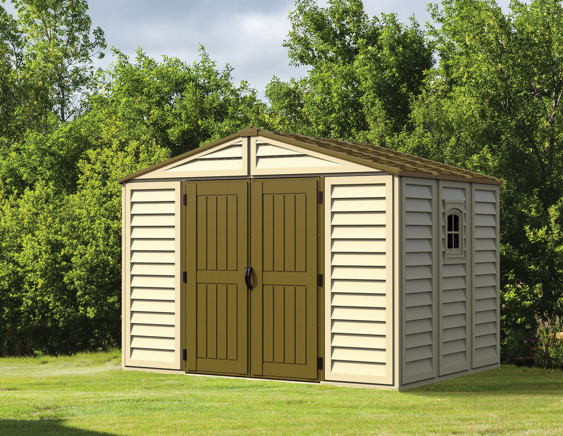 Duramax Woodside Plus 10.5x8 Vinyl Resin Outdoor Storage Shed With Foundation Kit