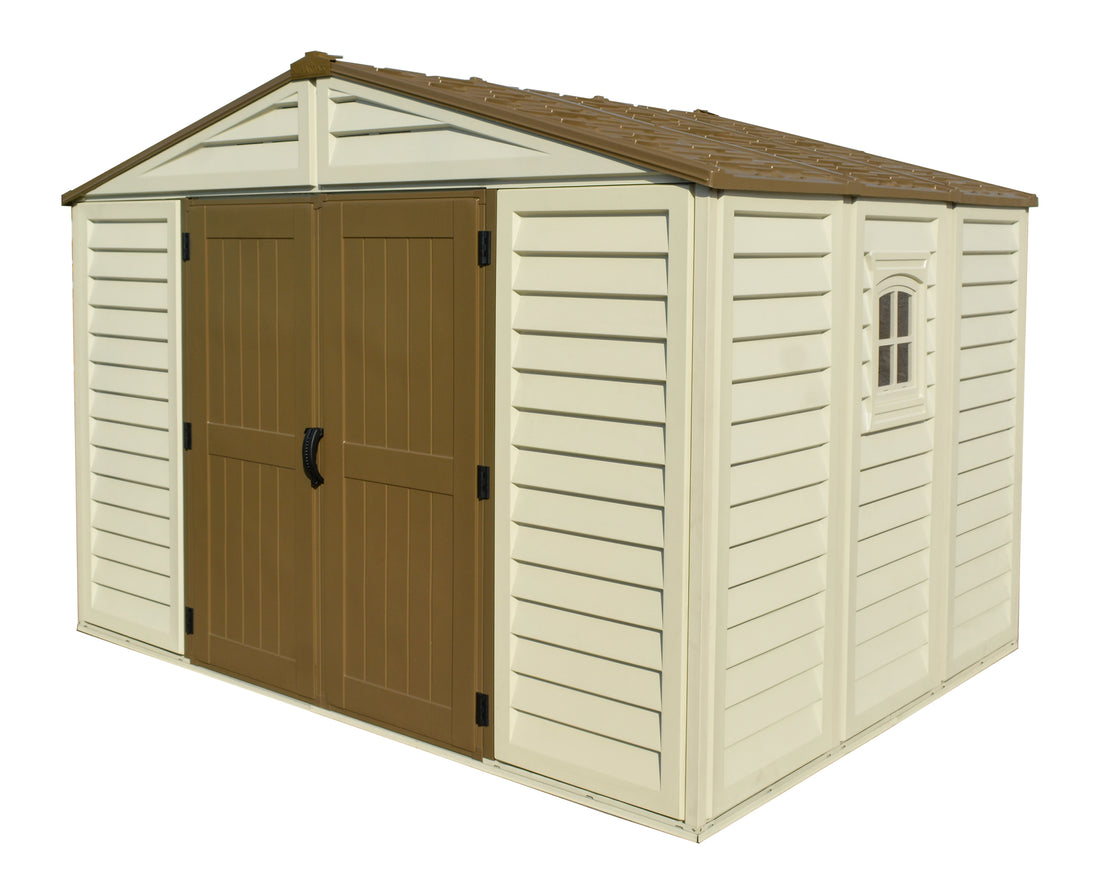 Duramax Woodside Plus 10.5x8 Vinyl Resin Outdoor Storage Shed With Foundation Kit