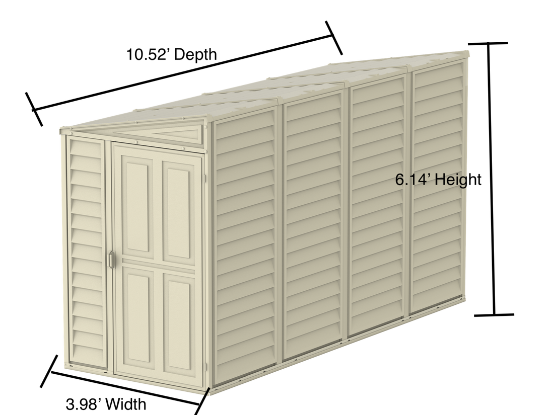 Duramax 4ft x 10ft Sidemate Vinyl Resin Outdoor Storage Shed With Foundation Kit