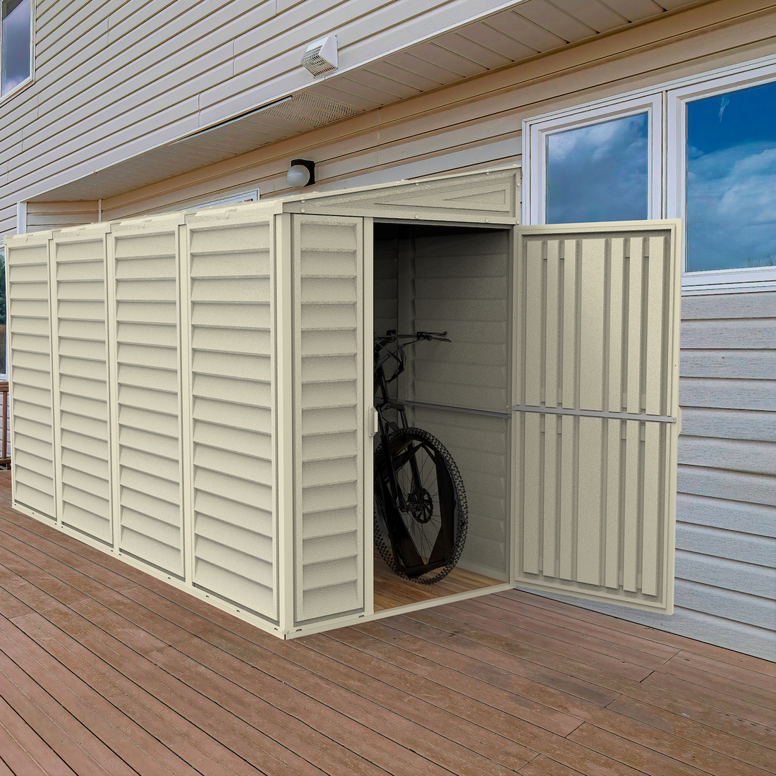 Duramax 4ft x 10ft Sidemate Vinyl Resin Outdoor Storage Shed With Foundation Kit