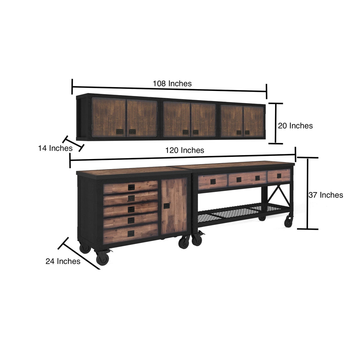 Duramax garage storage Duramax 5 Piece Garage Set with Workbench, Tool Chest and Wall Cabinets