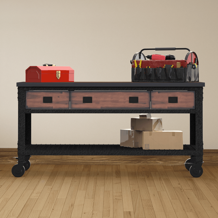 Duramax garage storage Duramax Rolling Workbench Furniture 72 in. x 24 in. with 3 Drawers, for Home, Garage, Workshop