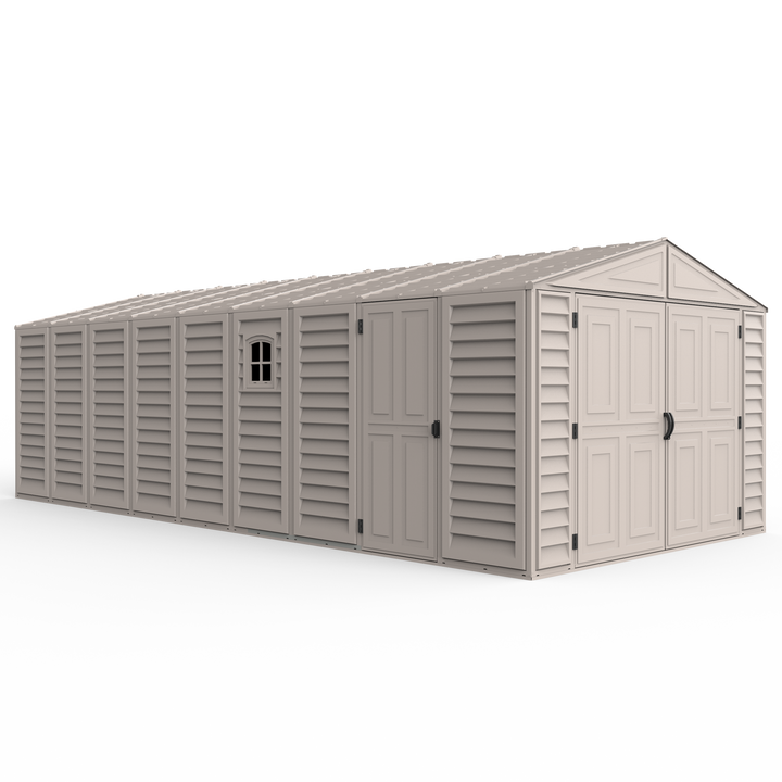 Duramax Garages DuraMax 10.5ft x 23ft Vinyl Garage with Foundation Kit and windows