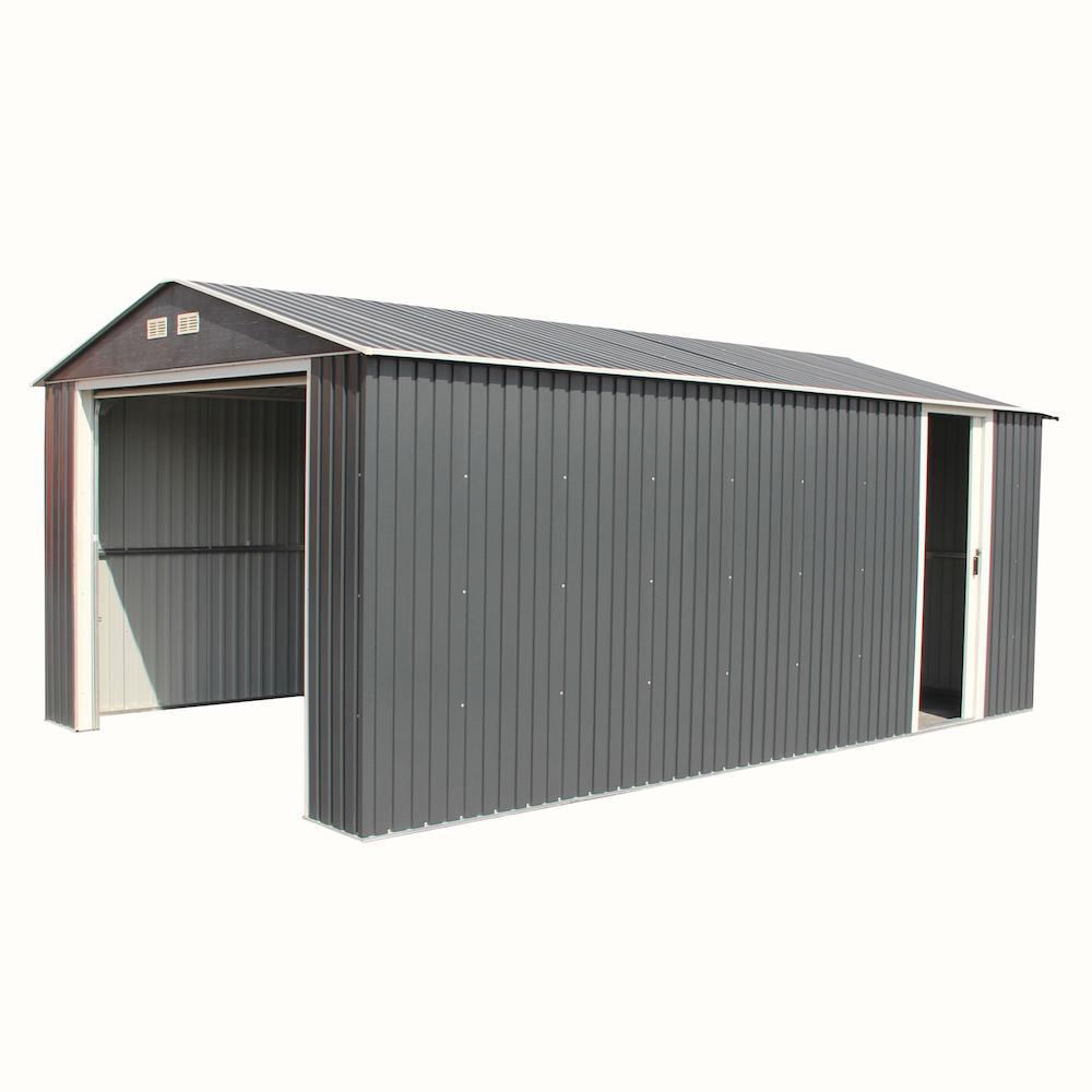 Duramax Garages Duramax 12ft x 20ft Imperial Metal Garage Dark Gray / White Trim