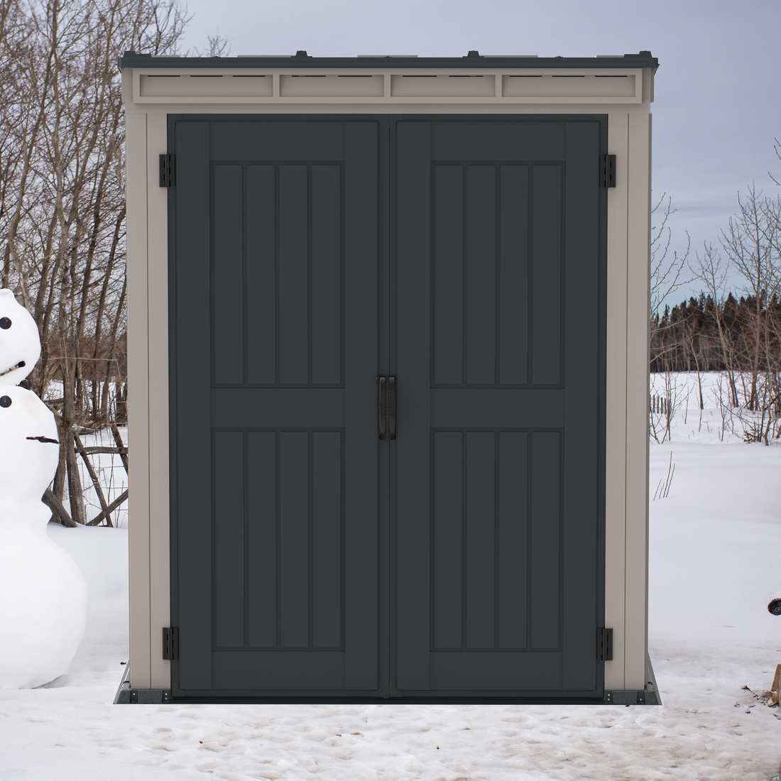 Duramax sheds Duramax YardMate Plus Pent 5 ft. 6 in. x 3 ft. Gray Vinyl Storage Shed with Molded Floor