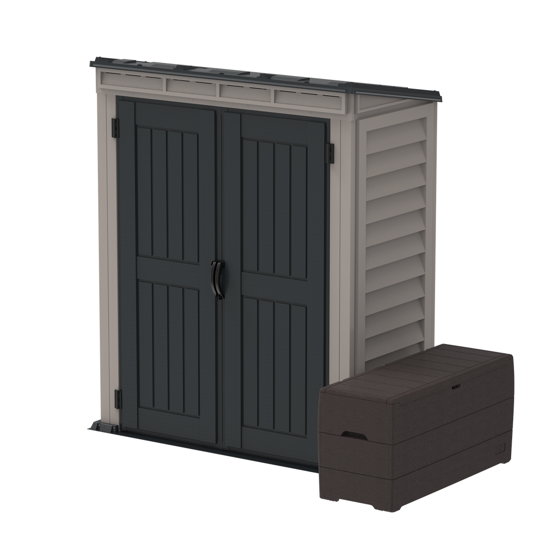 Duramax sheds Duramax YardMate Plus Pent 5 ft. 6 in. x 3 ft. Gray Vinyl Storage Shed with Molded Floor