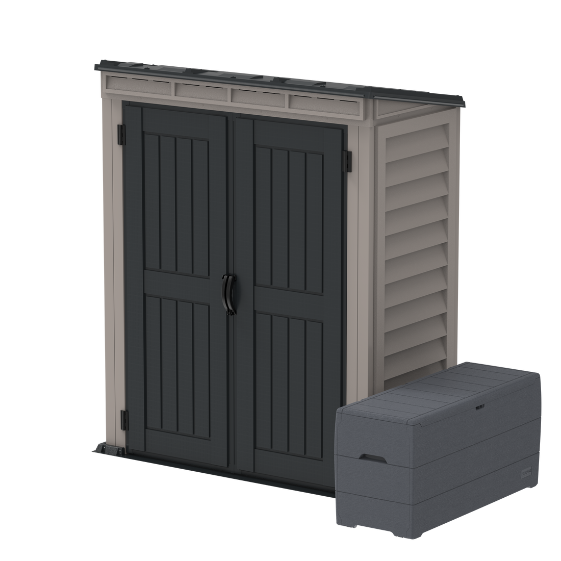 Duramax sheds Duramax YardMate Plus Pent 5 ft. 6 in. x 3 ft. Gray Vinyl Storage Shed with Molded Floor