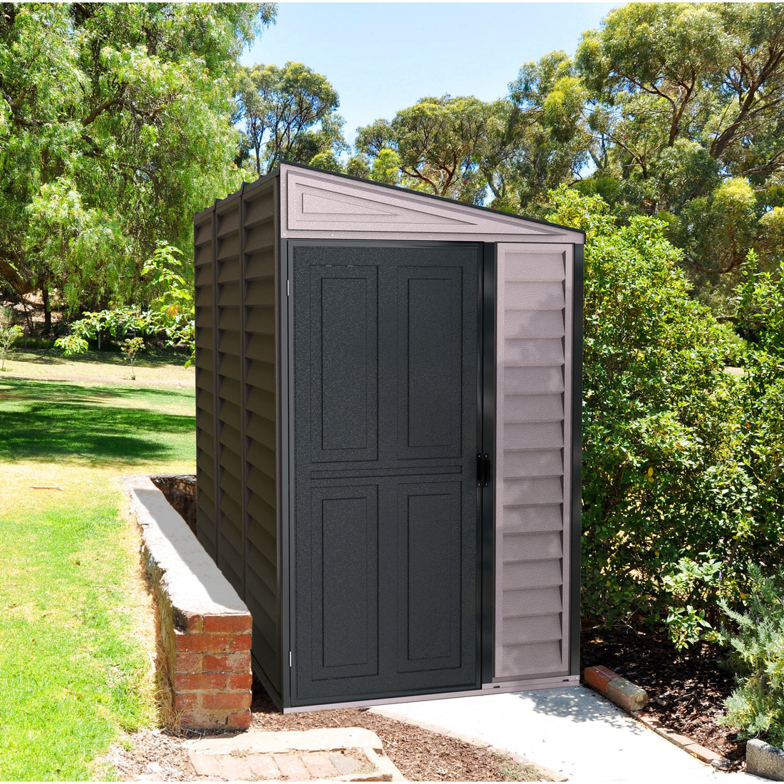 Duramax Vinyl Sheds Duramax 4ft x 8ft Sidemate PLUS Vinyl Resin Outdoor Storage Shed  With Foundation Kit