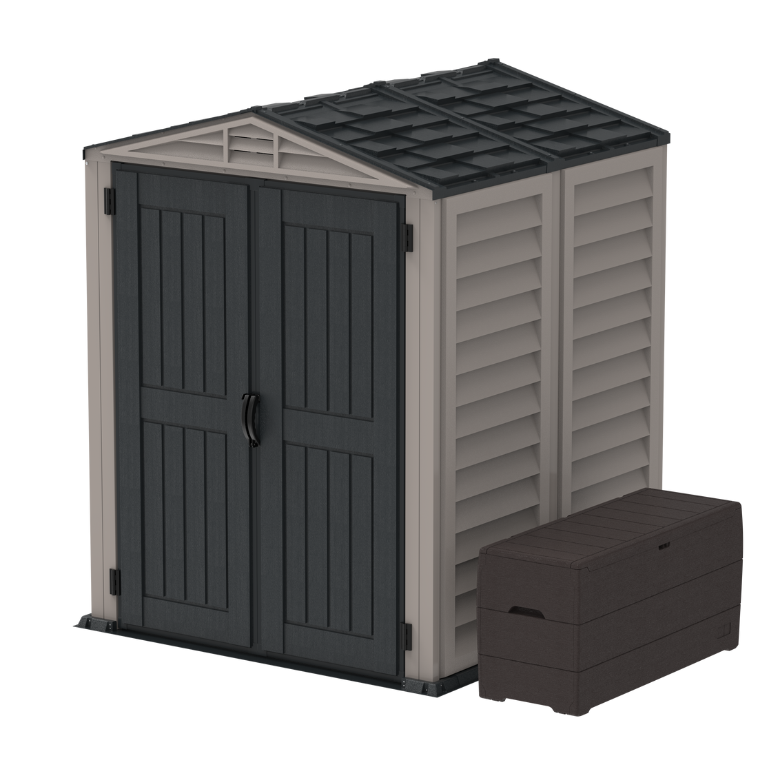 Duramax Vinyl Sheds Duramax YardMate Plus 5 ft. 6 in. x 5ft. 6 in. Gray Vinyl Storage Shed with Molded Floor