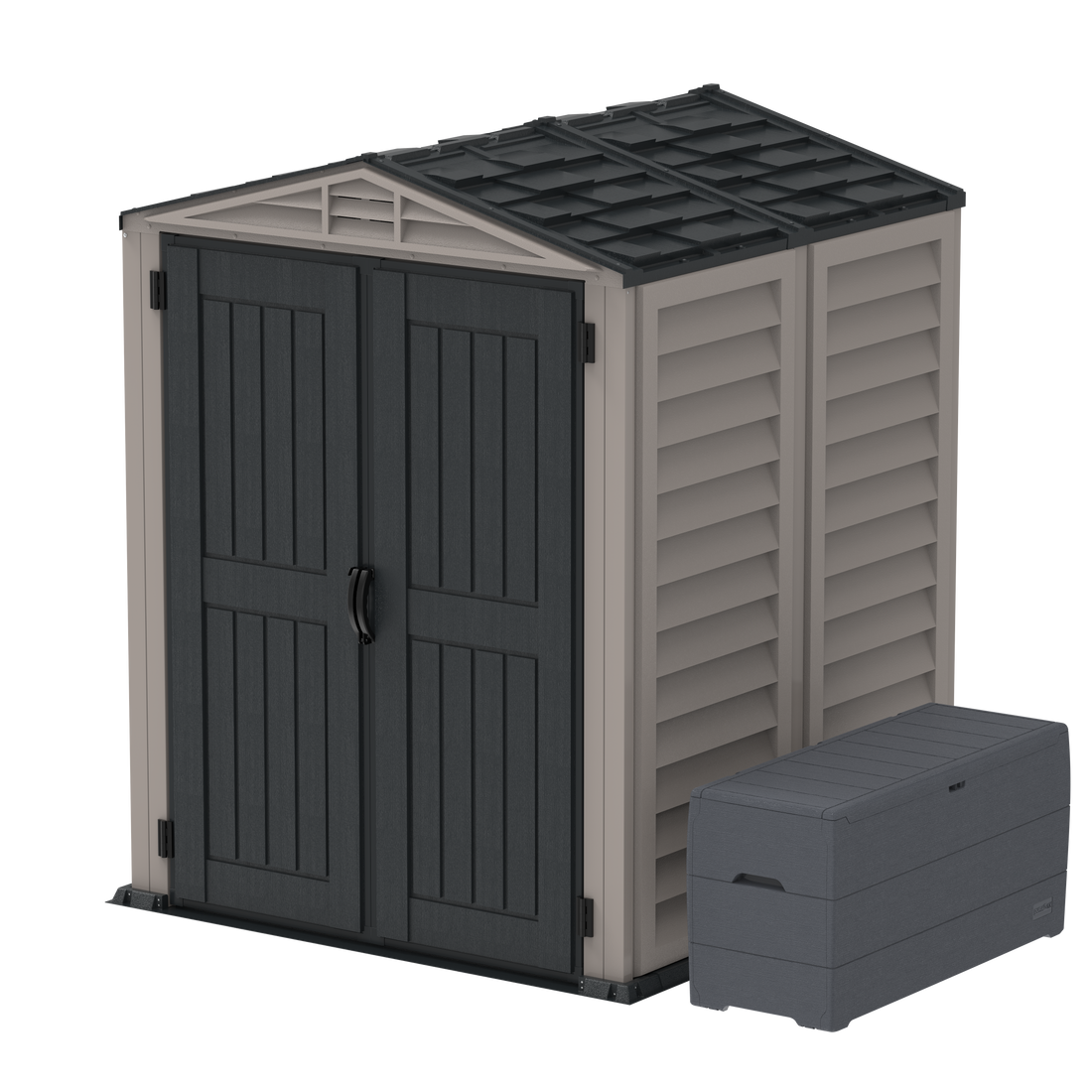 Duramax Vinyl Sheds Duramax YardMate Plus 5 ft. 6 in. x 5ft. 6 in. Gray Vinyl Storage Shed with Molded Floor