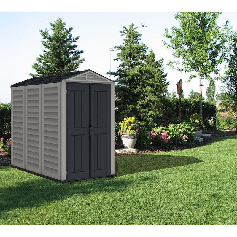 Duramax Vinyl Sheds YardMate Plus 5 ft. 6 in. x 8ft. Gray Vinyl Storage Shed