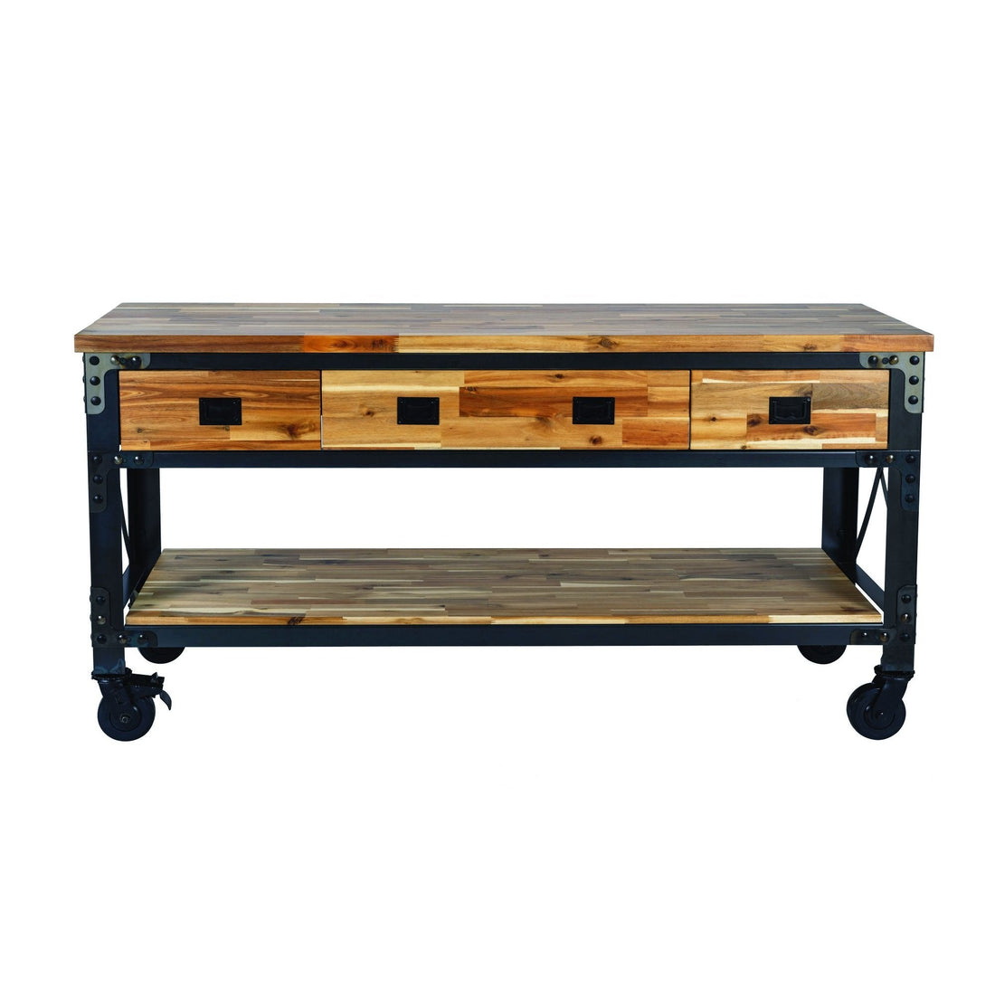 Duramax Work Desk Duramax Darby 72" Industrial Metal & Wood Kitchen Island Desk with Drawers