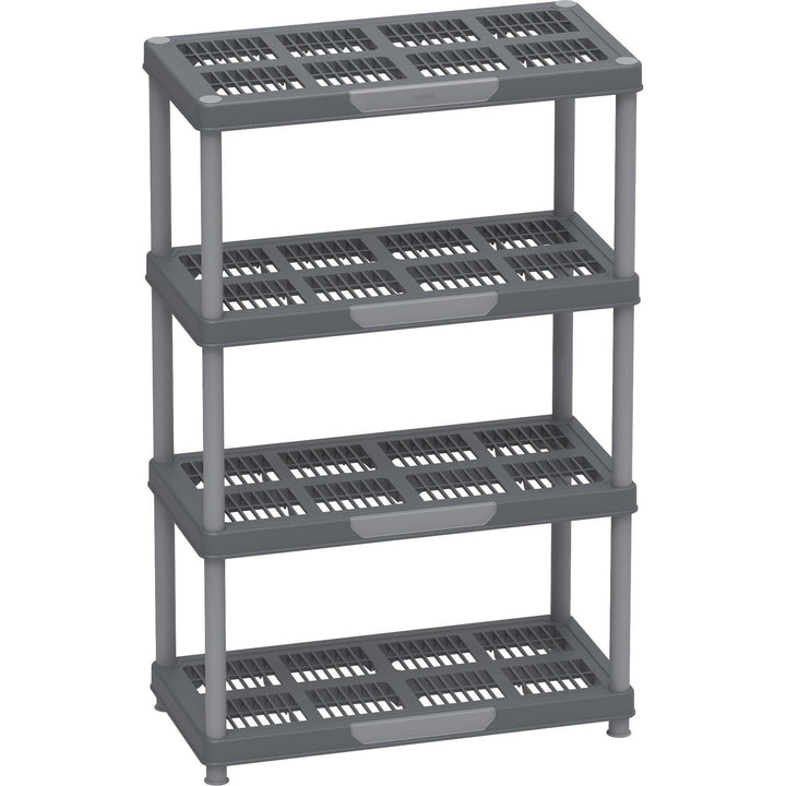 Durasheds Shelving Racks Duramax Plastic Heavy Duty Multipurpose Freestanding 4 Tier Shelving Rack